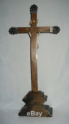 ANCIEN Grand Crucifix En Argent Massif Christ En Croix Poinçon Tête De Vieillard