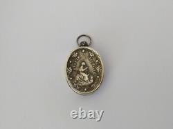 ANCIEN PENDENTIF RELIQUAIRE ARGENT MASSIF SAINTE GERMAINE XIXe GERMANA V