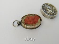 ANCIEN PENDENTIF RELIQUAIRE ARGENT MASSIF SAINTE GERMAINE XIXe GERMANA V