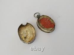 ANCIEN PENDENTIF RELIQUAIRE ARGENT MASSIF SAINTE GERMAINE XIXe GERMANA V