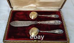 ANCIEN SERVICE ARGENT MASSIF EDOUARD ERNIE XIXe LOUIS XVI cuillères couteau