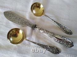 ANCIEN SERVICE ARGENT MASSIF EDOUARD ERNIE XIXe LOUIS XVI cuillères couteau
