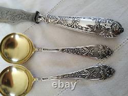 ANCIEN SERVICE ARGENT MASSIF EDOUARD ERNIE XIXe LOUIS XVI cuillères couteau