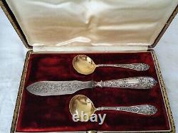 ANCIEN SERVICE ARGENT MASSIF EDOUARD ERNIE XIXe LOUIS XVI cuillères couteau