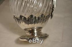 Aiguiere Ancienne Argent Massif Antique Cutted Cristal Solid Silver Decanter