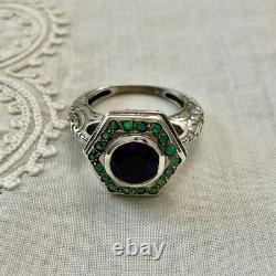 Améthyste, Opale, ARGENT MASSIF, Sublime ANCIENNE BAGUE, Ciselures