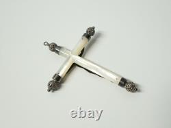 Ancien 2 croix de communiant en nacre argent massif religion chrétienté XIX-XXe