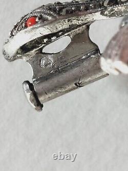 +++ Ancien Bijou Broche Lezard Salamandre Argent Massif Marcassite +++