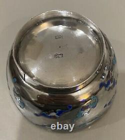 Ancien Bol Argent Massif Emaille Origine Chine Asie Bowl Chinese Silver Solid