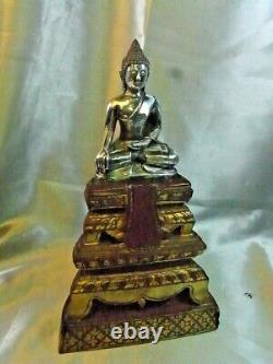Ancien Bouddha Déesse Argent Massif Statue Asiatique Buddha Silver Chine China