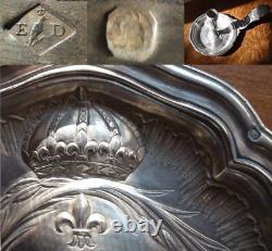 Ancien Bougeoir Royal Evêque Argent minerve poinçon rare 232g à Main, XIXème