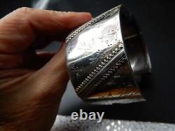 Ancien Bracelet 19e Angleterre Victorien argent décor d'oiseaux poignée 17 cm