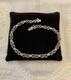 Ancien Bracelet Argent Massif Poinçon Orfevre 16 Diamants Véritables