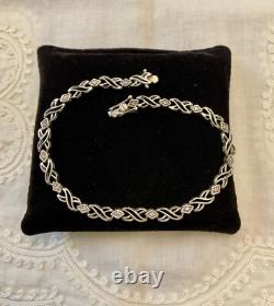 Ancien Bracelet Argent Massif Poinçon Orfevre 16 Diamants Véritables