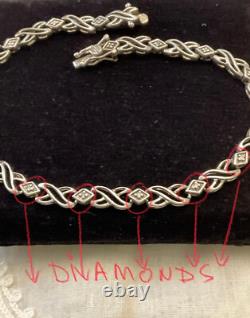 Ancien Bracelet Argent Massif Poinçon Orfevre 16 Diamants Véritables