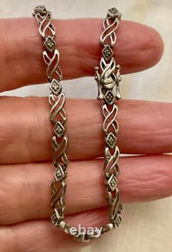 Ancien Bracelet Argent Massif Poinçon Orfevre 16 Diamants Véritables