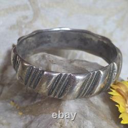 Ancien Bracelet Berbère Aït Atta Maroc Argent Massif Poinçon Bélier 82g