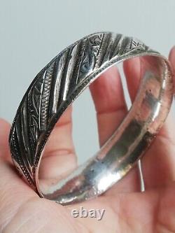 Ancien Bracelet En Argent Massif Silver 925 Jonc créateur art Berbère