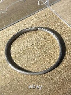 Ancien Bracelet Enfant Romain, Argent, II-III Siècle ap JC, 2 Têtes Zoomorphes