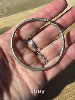Ancien Bracelet Enfant Romain, Argent, II-III Siècle ap JC, 2 Têtes Zoomorphes