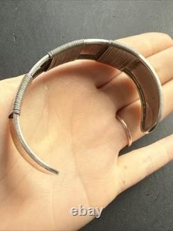 Ancien Bracelet Gourmette Argent Massif Silver Maille Jonc art nouveau ethnique