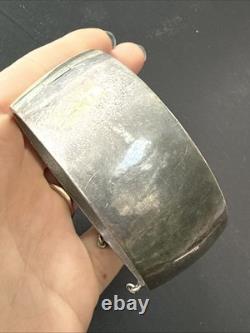Ancien Bracelet Gourmette En Argent Massif Silver Maille Jonc art nouveau deco