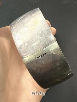 Ancien Bracelet Gourmette En Argent Massif Silver Maille Jonc art nouveau deco
