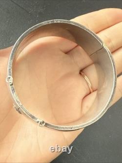 Ancien Bracelet Gourmette En Argent Massif Silver Maille Jonc art nouveau deco