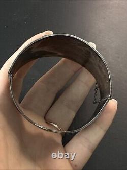 Ancien Bracelet Gourmette En Argent Massif Silver Maille Jonc ethnique tank