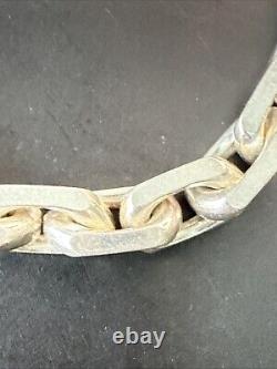Ancien Bracelet Gourmette En Argent Massif Silver Maille chaine tank 1940 89gr