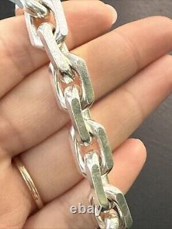 Ancien Bracelet Gourmette En Argent Massif Silver Maille chaine tank 1940 89gr