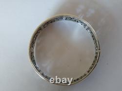 Ancien Bracelet Jonc Art Déco Argent Massif Fleurs 1930 Ajouré