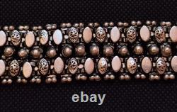 Ancien Bracelet Manchette Articulé Argent Massif Motifs Floraux sublime