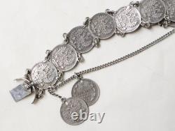 Ancien Bracelet argent russe Kopek Alexandre III 1880 XIXe siècle