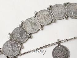 Ancien Bracelet argent russe Kopek Alexandre III 1880 XIXe siècle