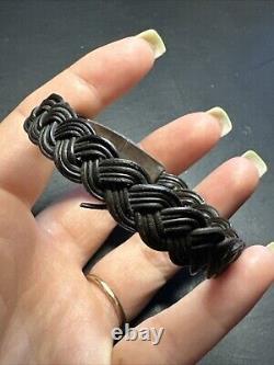 Ancien Bracelet style albanu Argent Massif Silver Maille Jonc tresser éléphant
