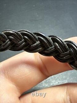 Ancien Bracelet style albanu Argent Massif Silver Maille Jonc tresser éléphant