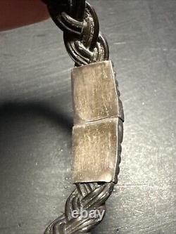 Ancien Bracelet style albanu Argent Massif Silver Maille Jonc tresser éléphant