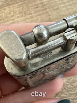 Ancien Briquet lighter a Essence ÉCLAT En Argent Massif 800 Danseurs