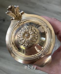 Ancien Broc Carafon Verre et Argent Massif XIXéme Minerve