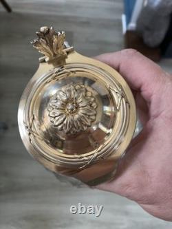 Ancien Broc Carafon Verre et Argent Massif XIXéme Minerve