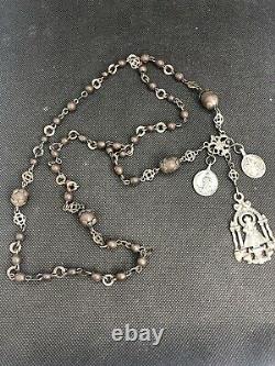Ancien Chapelet Rosary Espagne Spanish Silver Argent Massif Xviii Eme