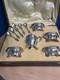 Ancien Coffret 4 Salerons Et Un Moutardier En Argent Massif Poinçon Minerve