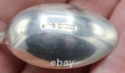 Ancien Coffret 6 Petites Cuilleres Cafe Moka En Argent Massif Anglais XIX Eme