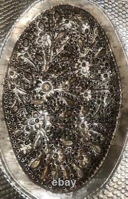 Ancien Coffret À Main En Argent Massif Poinçon 800 Asiatique Pas De Poinçon