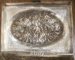 Ancien Coffret À Main En Argent Massif Poinçon 800 Asiatique Pas De Poinçon