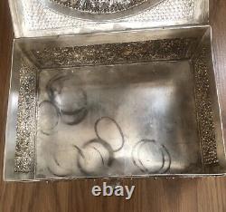 Ancien Coffret À Main En Argent Massif Poinçon 800 Asiatique Pas De Poinçon