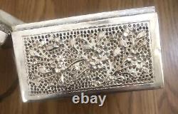 Ancien Coffret À Main En Argent Massif Poinçon 800 Asiatique Pas De Poinçon
