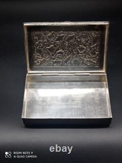 Ancien Coffret ou boîte en argent massif Perse Poinçon 84, Asie, Poids 350 gr