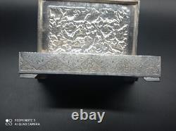 Ancien Coffret ou boîte en argent massif Perse Poinçon 84, Asie, Poids 350 gr